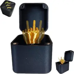 Small black ring-sized box with a spring-loaded fake hand giving the middle finger, perfect for humorous pranks and gag gifts.